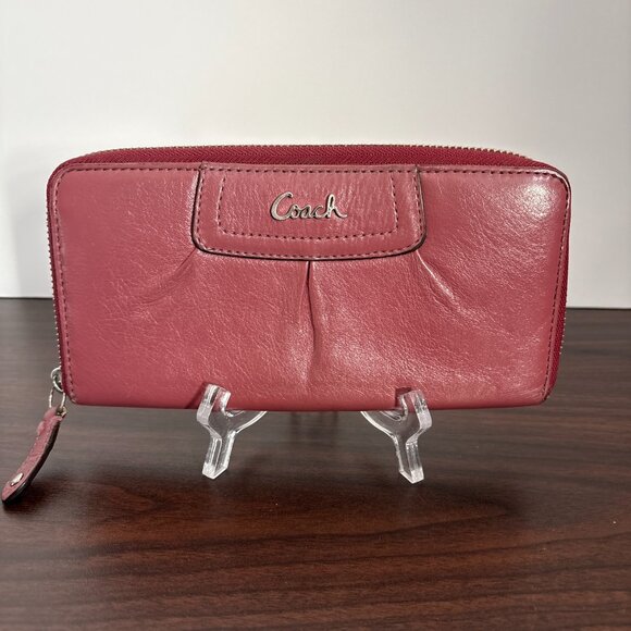 Coach Ashley Pleated Convertible Leather Satchel Mauve with Wallet - Picture 5 of 16